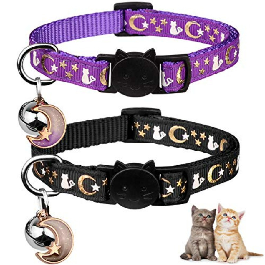 Glow In Dark Stars - 2 adet ayrılabilir kedi tasmaları çanlı